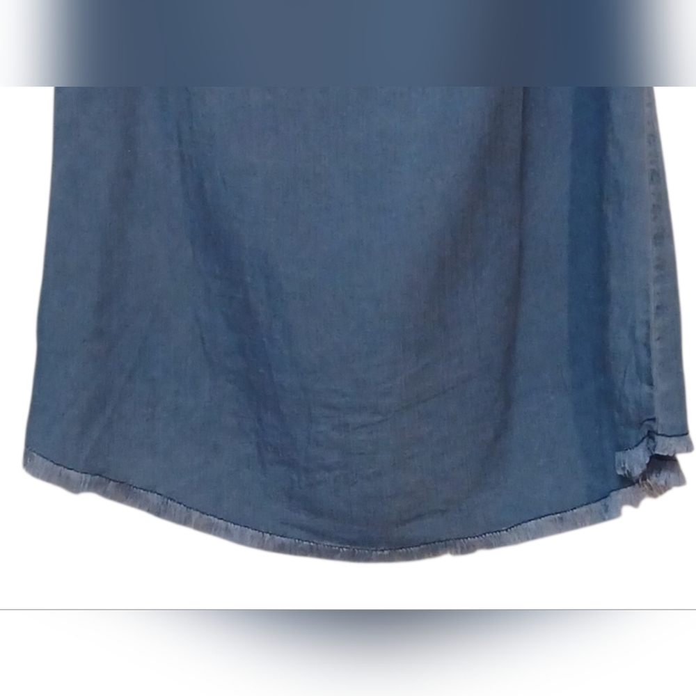 KUT- NWOT Blue Cold Shoulder Blouse W/Fringe Along Hem & Sleeve, Matching Lace. - Picture 9 of 10